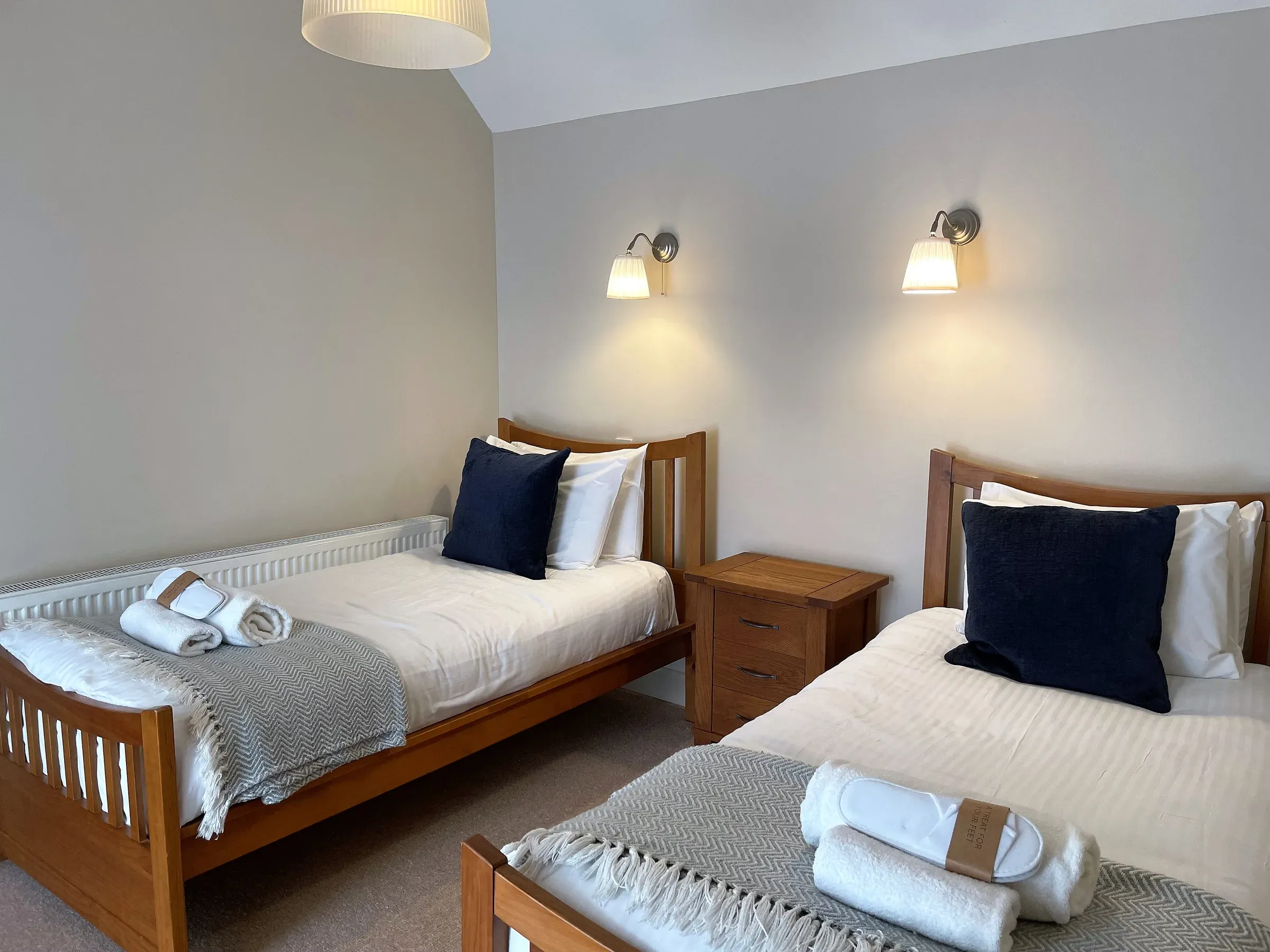 A view of a twin bedroom inside the Manse B&B cottage at Glenclova.