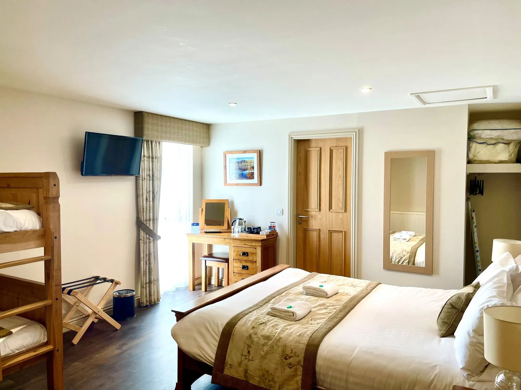 A view of a comfortable and well-appointed steading room at Glenclova.